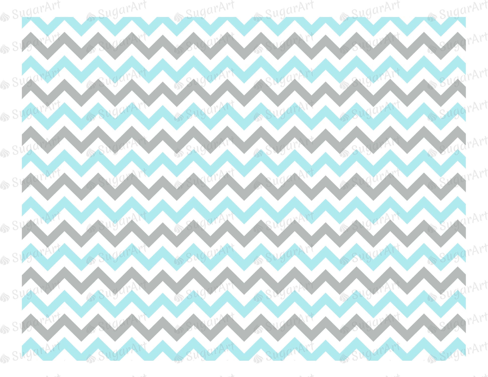 Blue and Grey Zig Zag Pattern - Icing - ISA038.