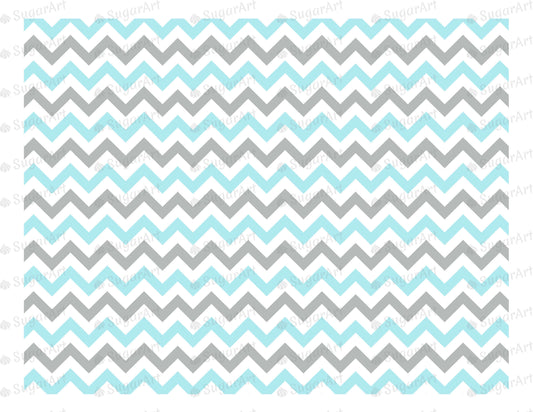 Blue and Grey Zig Zag Pattern - Icing - ISA038.