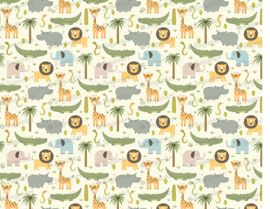 Safari Cute Animals Pattern - Icing - ISA043.
