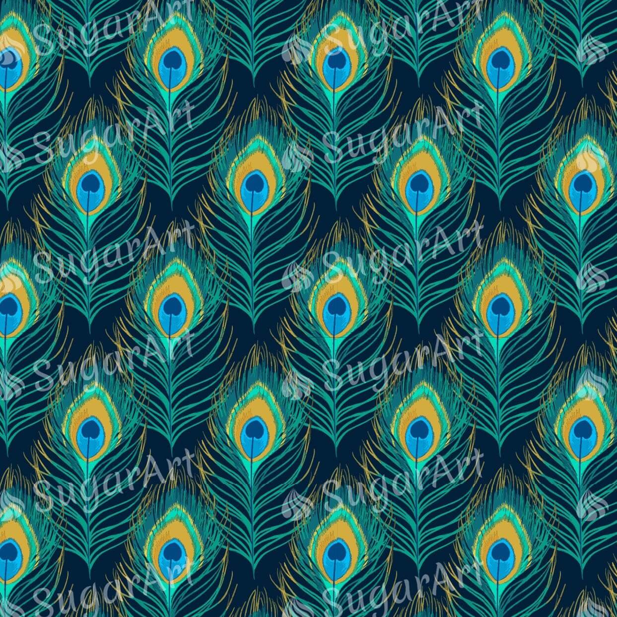 Peacock Feather Pattern - Icing - ISA049.