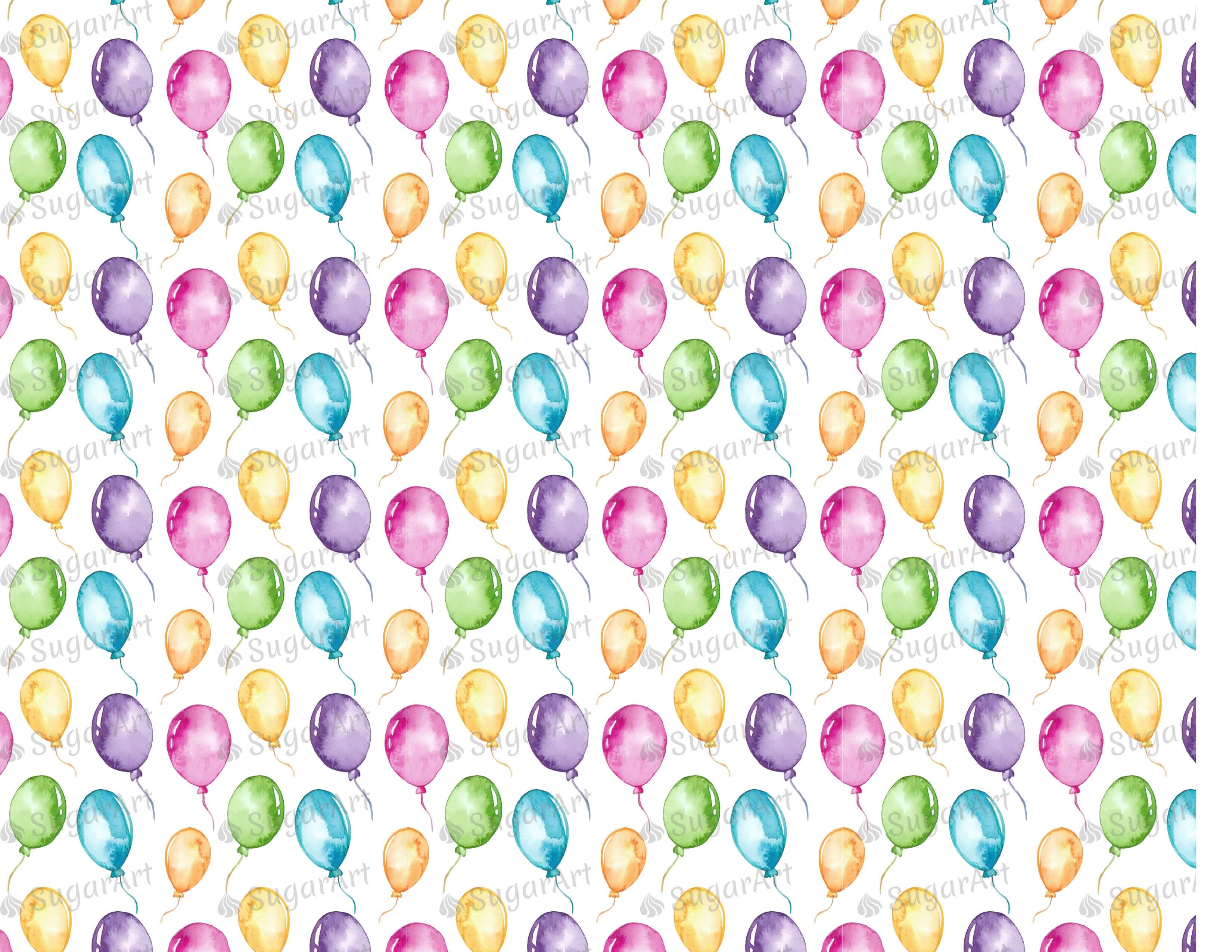 Colorful Balloon Pattern Colorful Balloons Watercolor Pattern - Icing - ISA050 – Sugar Art