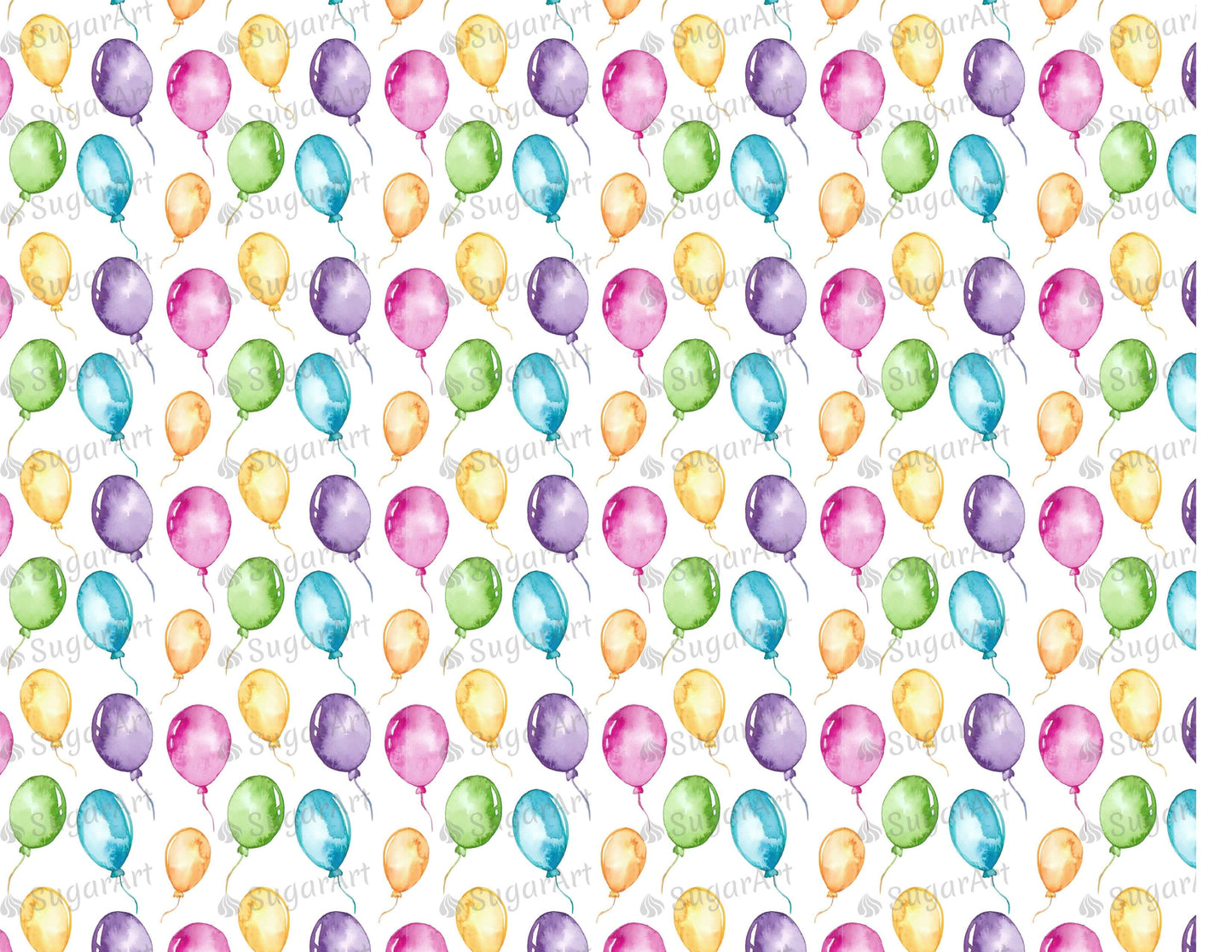 Colorful Balloons Watercolor Pattern - Icing - ISA050.
