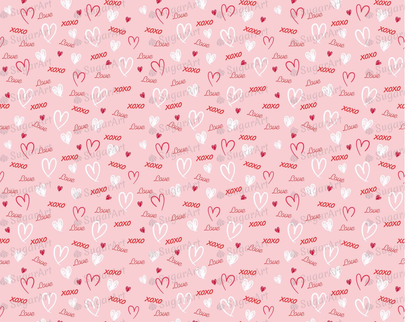 Word Love and Hearts Pattern - Icing - ISA071.