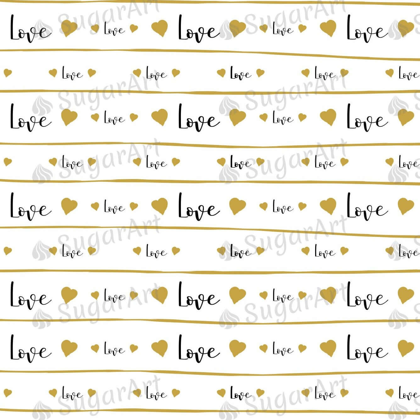 Golden Word Love and Hearts - Icing - ISA072.