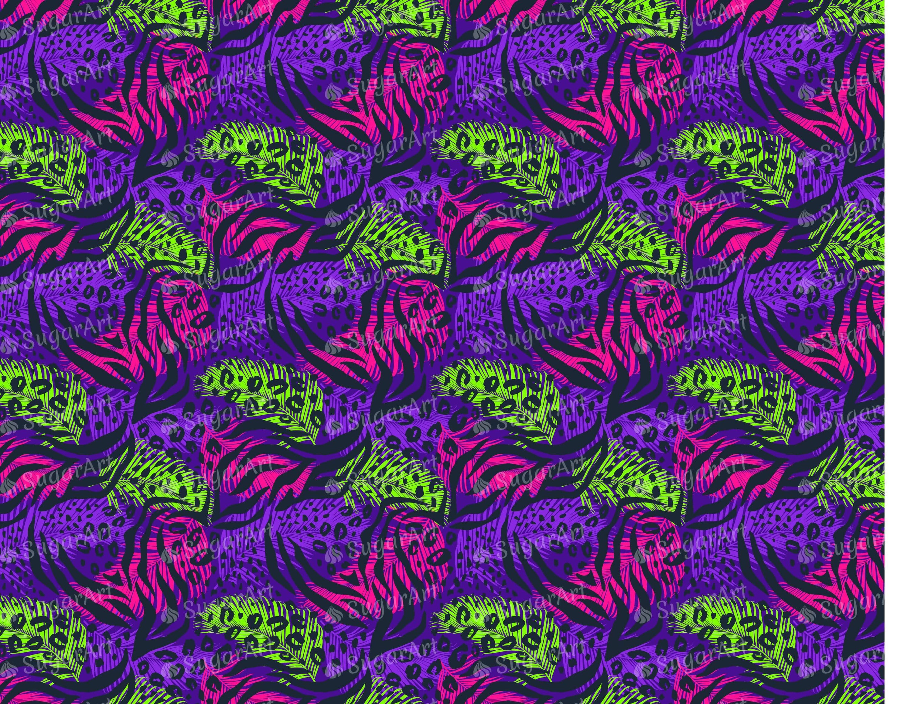 Abstract Purple Pink Green Pattern with Animal Prints - Icing - ISA079.