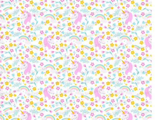 Pink Unicorn Rainbow Pattern - Icing - ISA081.