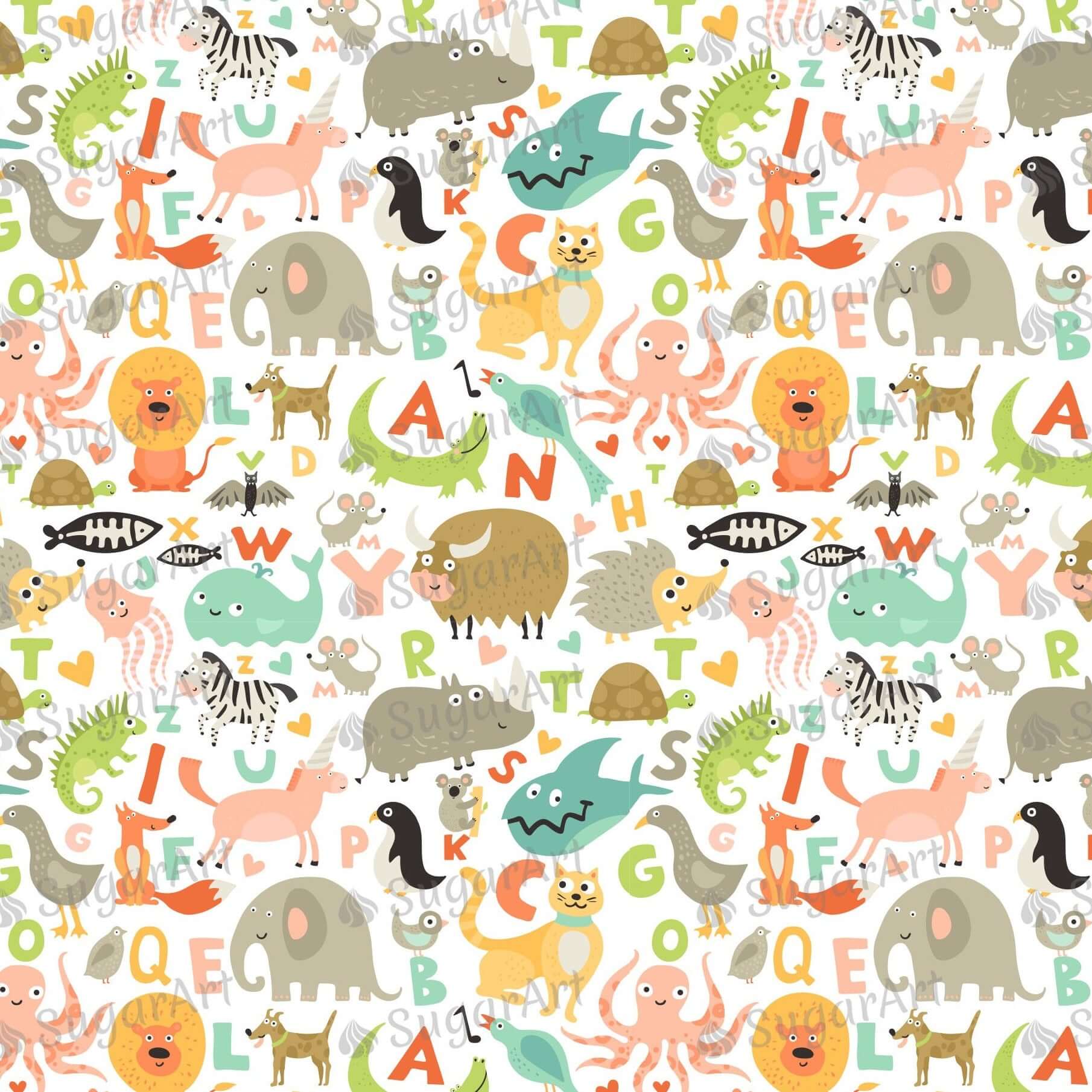 Children Alphabet Animals Pattern - Icing - ISA083.