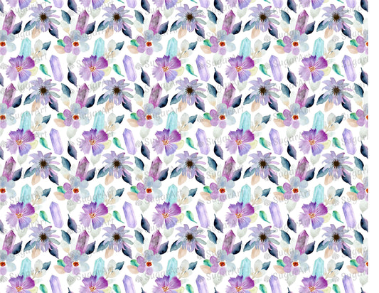 Floral Crystal Watercolor Pattern - Icing - ISA087.