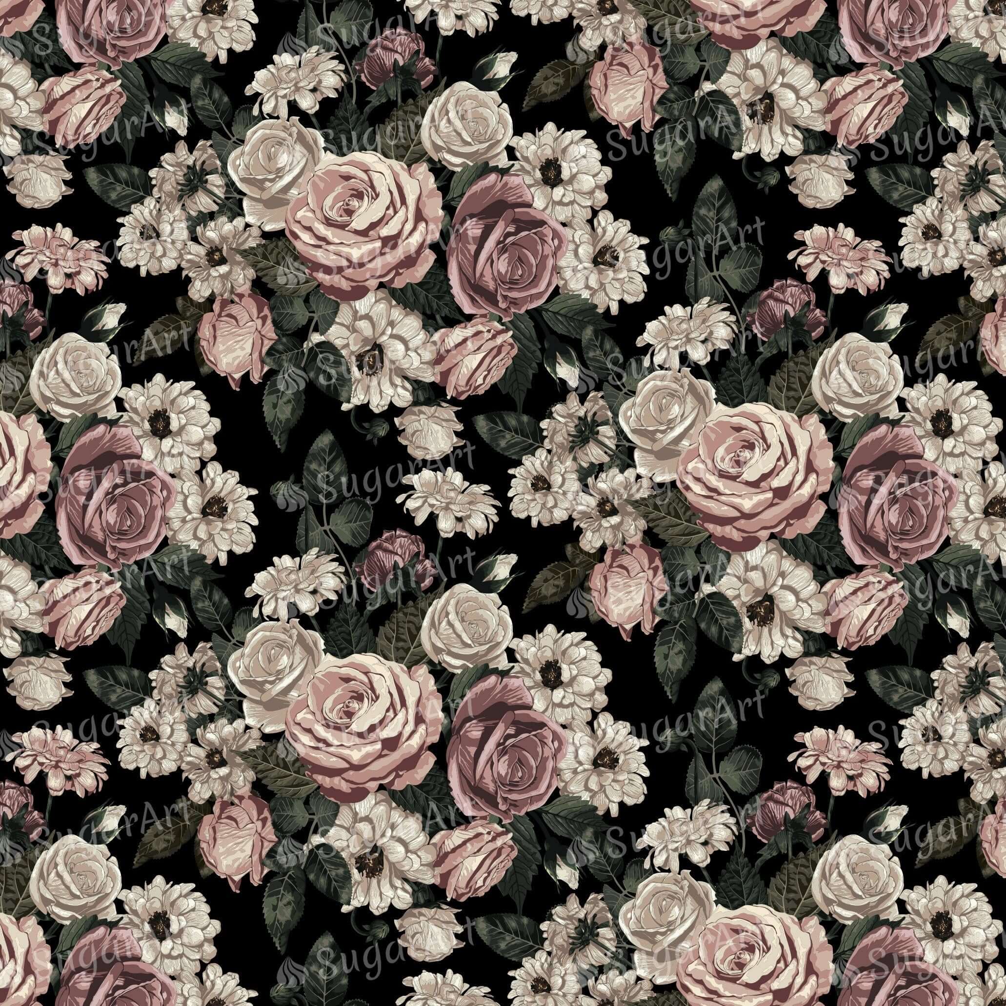 Elegant Blush Toned Rustic Flowers - Icing - ISA089.