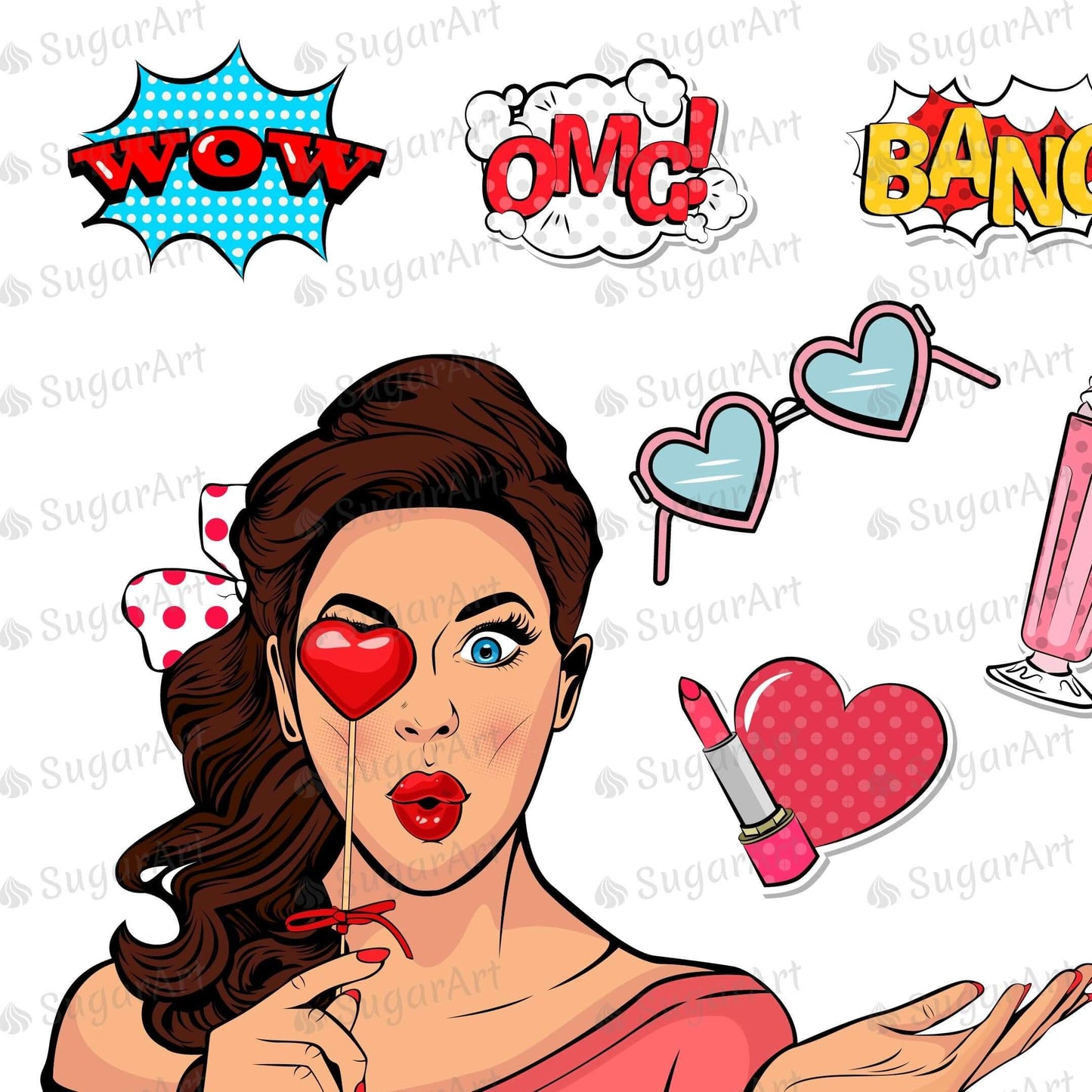 Pop Art Girl and Cartoon Stickers - Icing - ISA099.