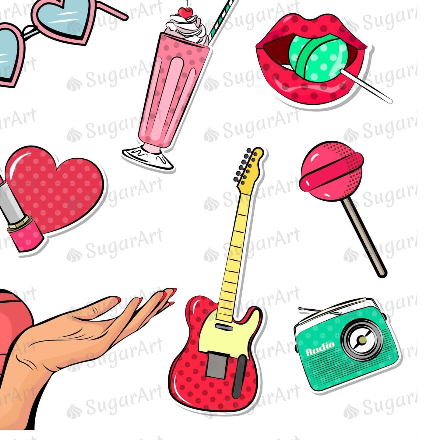 Pop Art Girl and Cartoon Stickers - Icing - ISA099.