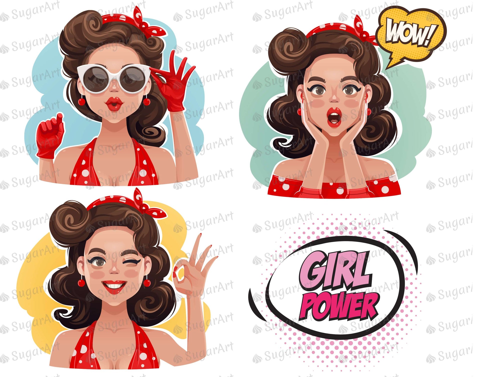 Girl Power Retro Pop Art - Icing - ISA104.