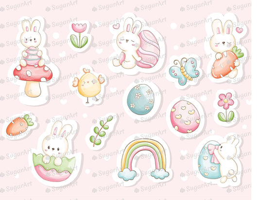 Watercolor Happy Easter Say Stickers - Icing - ISA249.