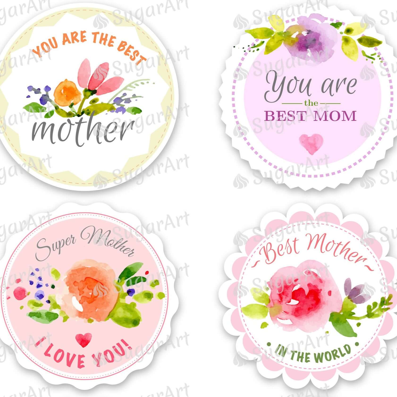 Happy Mother's Day - 9 circles 3" - Icing - ISA253.