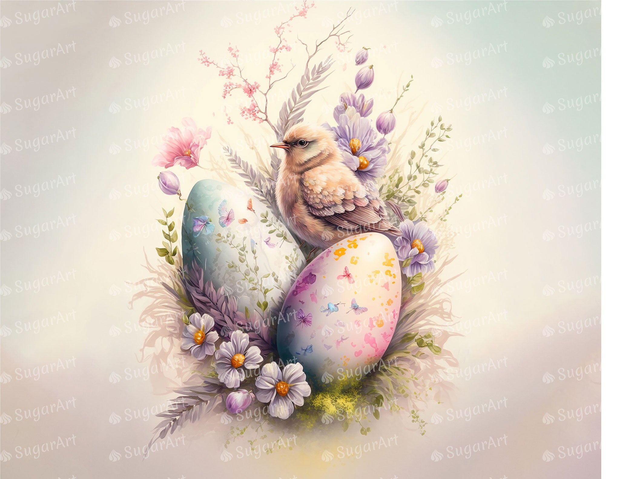 ISA270 easter cute watercolor background icing sheet