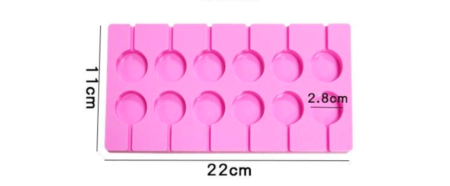 Small Round Cavity Silicone Mold for Lollipops - 12 Cavity 1.1" (2.8cm) each - BSUPP022.
