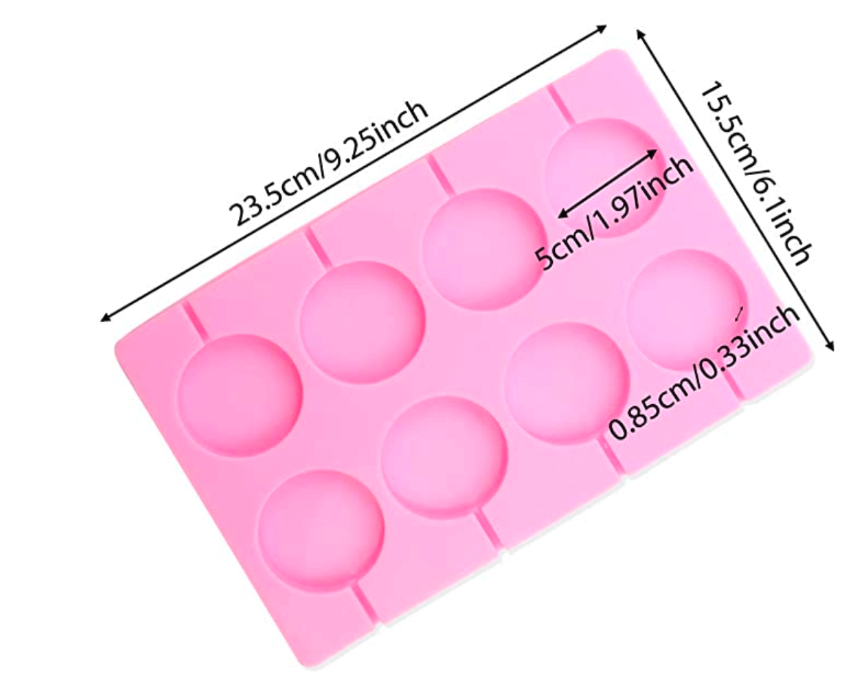 Large Round Cavity Silicone Mold for Lollipops - 8 Cavity 2" (5cm) each - BSUPP024.