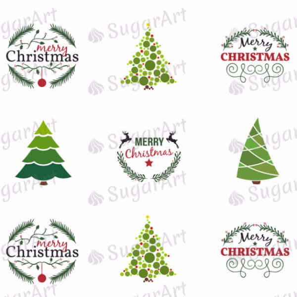 Merry Christmas, Xmas Trees - SA33-Sugar Stamp sheets-Sugar Art