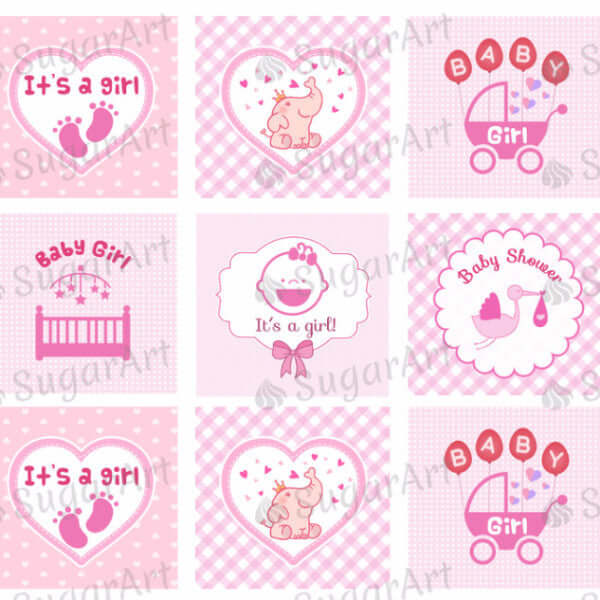 Baby Girl, It's a Girl, Baby Shower - SA39-Sugar Stamp sheets-Sugar Art