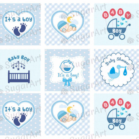 Baby Boy, It's a Boy, Baby Shower - SA40-Sugar Stamp sheets-Sugar Art