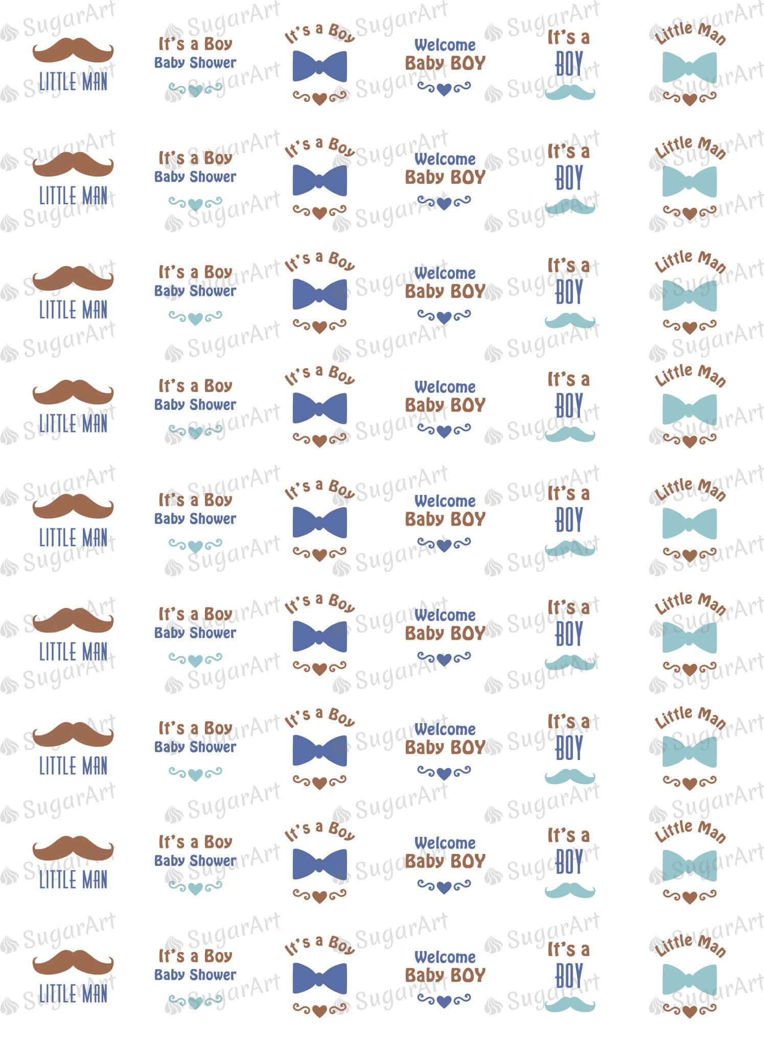 Little Man, Baby Boy, Mustache - SA46-Sugar Stamp sheets-Sugar Art
