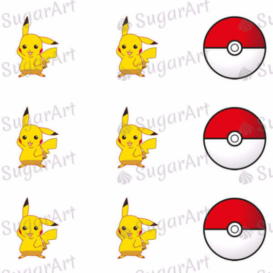 Pikachu, Pokemon Ball - SA50-Sugar Stamp sheets-Sugar Art