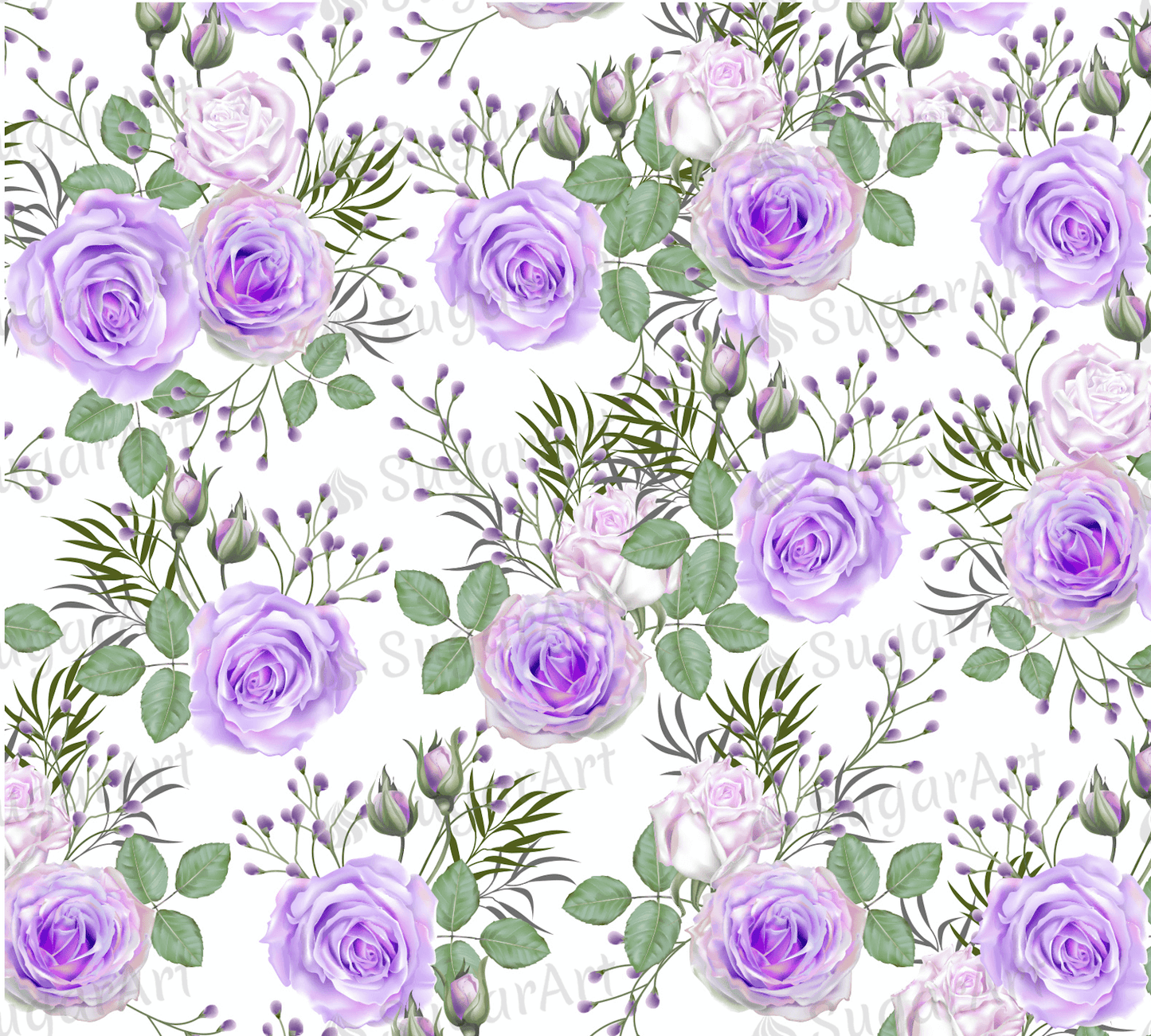Purple Roses Pattern - Icing - ISA005.