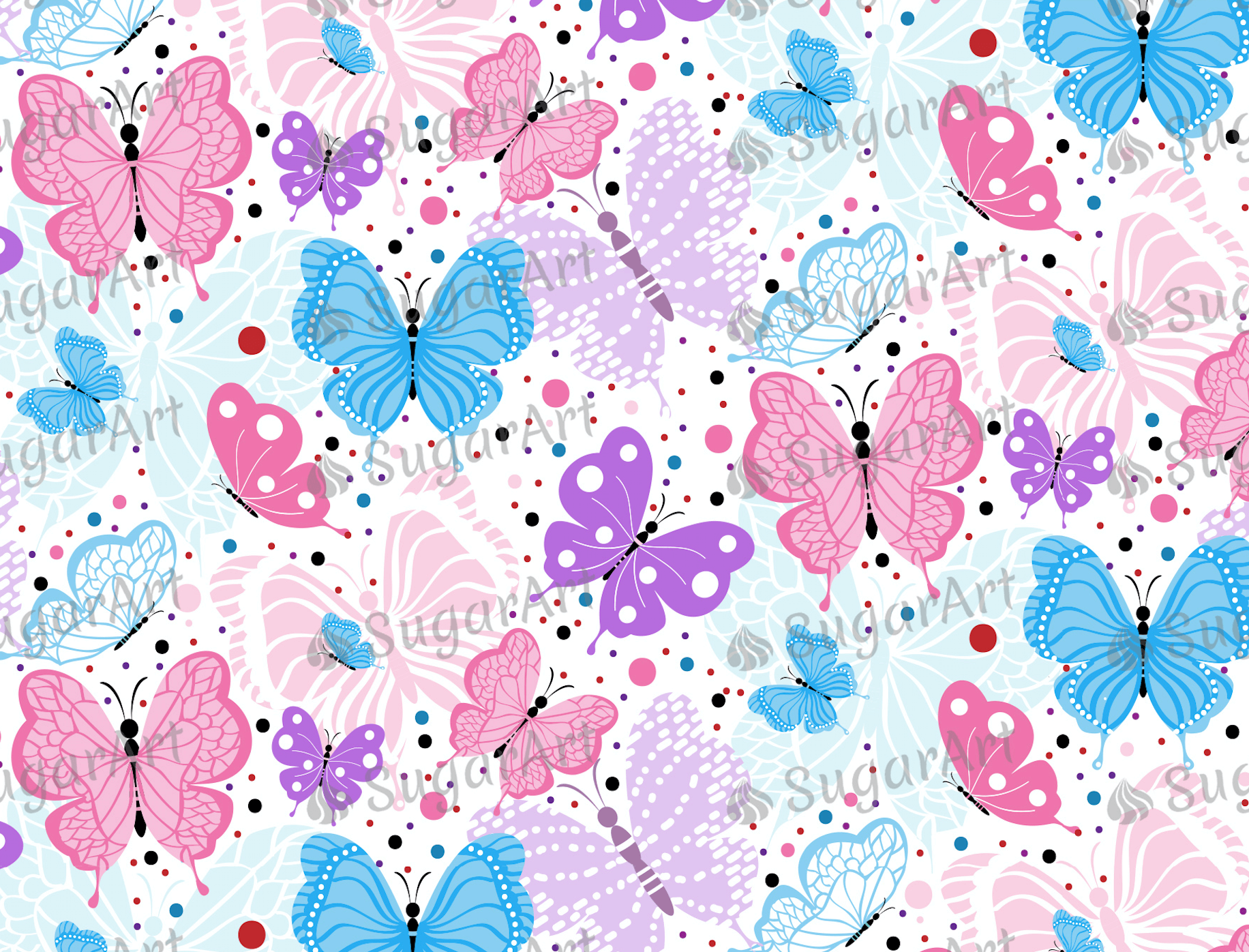 Flying Colorful Butterflies - Icing - ISA009.