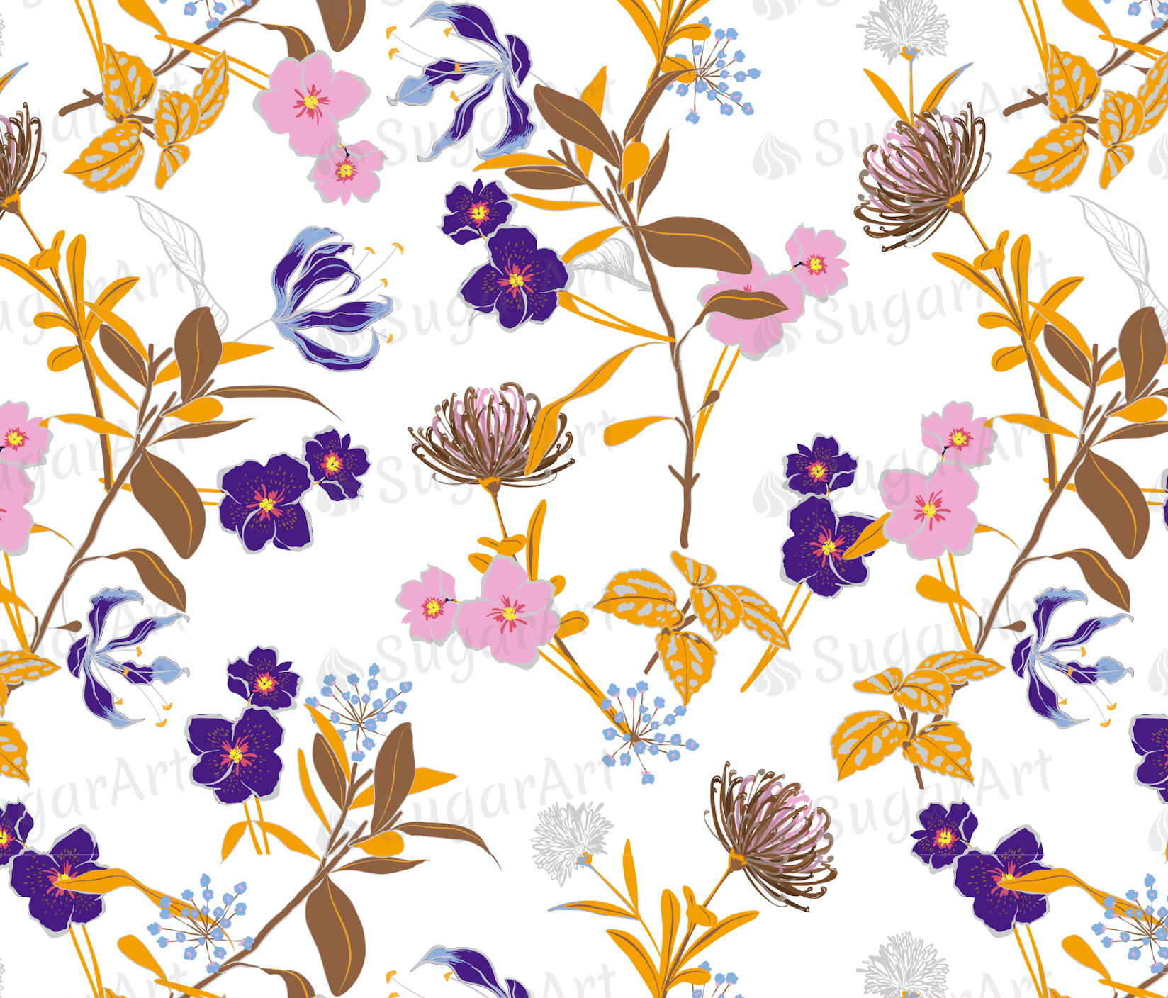 Blooming Garden Floral Pattern - Icing - ISA022 – Sugar Art