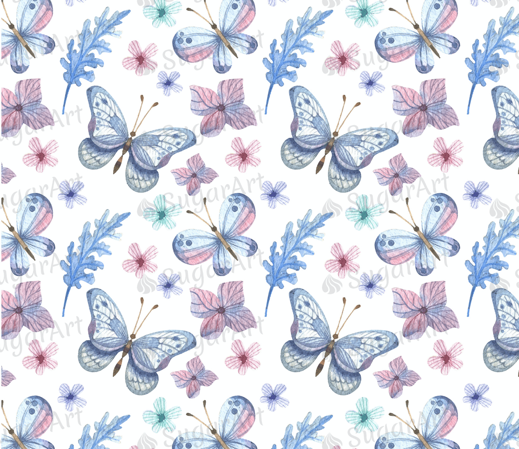 Elegant Pattern of Flowers and Butterflies - Icing - ISA033.