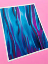 Blue Iridescent Wavy Silk - Edible Fabric - EF031.