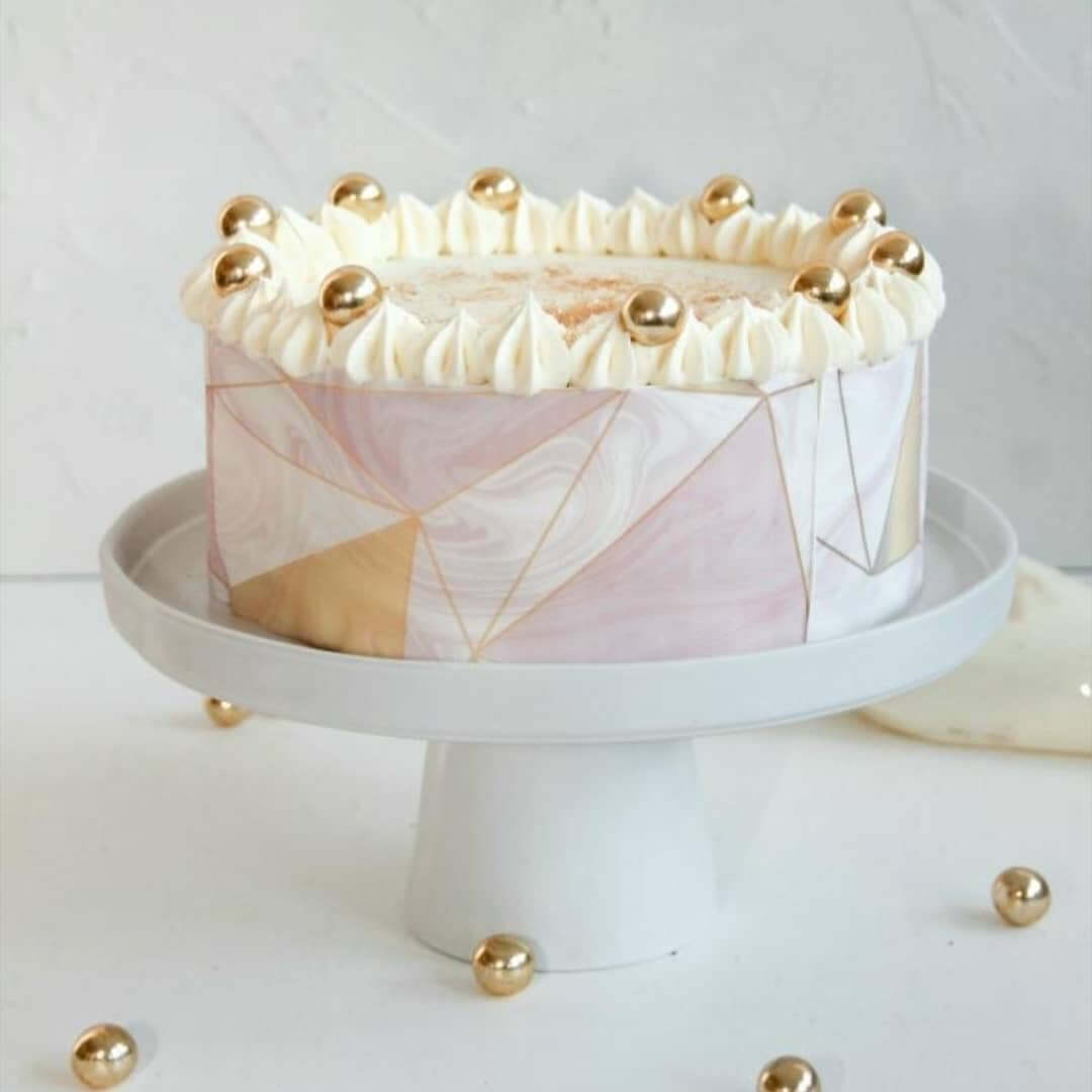 Pink Golden Geometrical Marble Texture - Icing - ISA189.